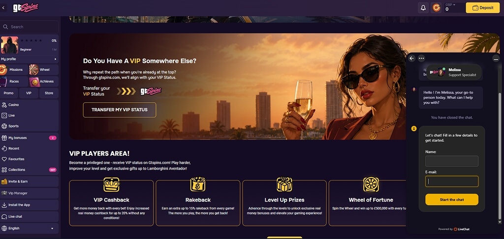 GTSpins Casino Conact Us UK