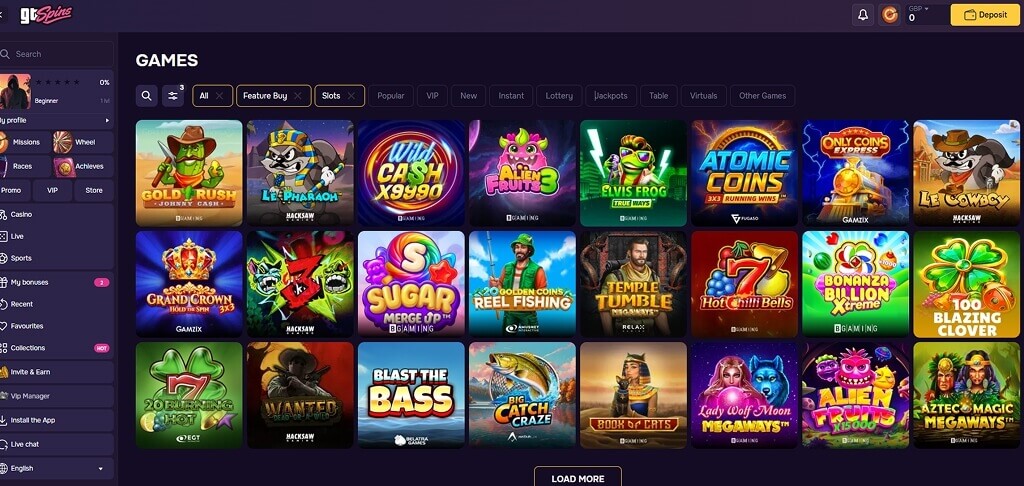GTSpins Casino Games UK