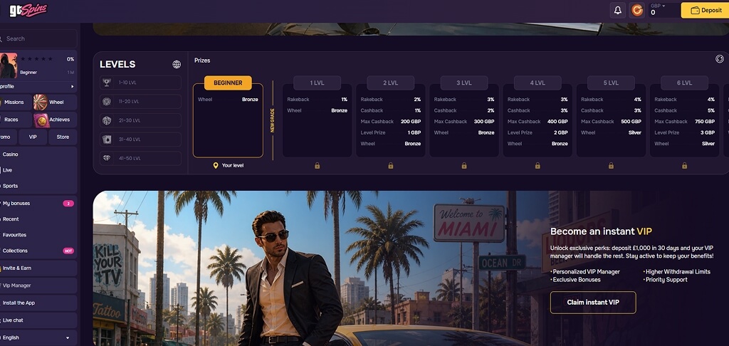 GTSpins Casino VIP Club UK