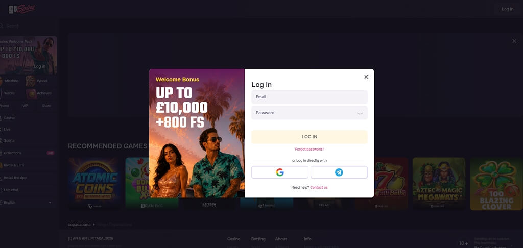 GTSpins Casino Login UK